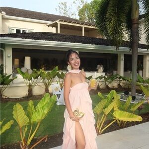 Elegant Pink Strapless Gown